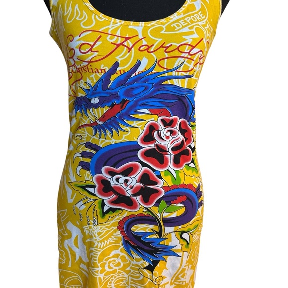 Y2K Tattoo Glam Avant Garde Ed Hardy Bodycon Dress Avant Garde Archival Dress M - Picture 5 of 13